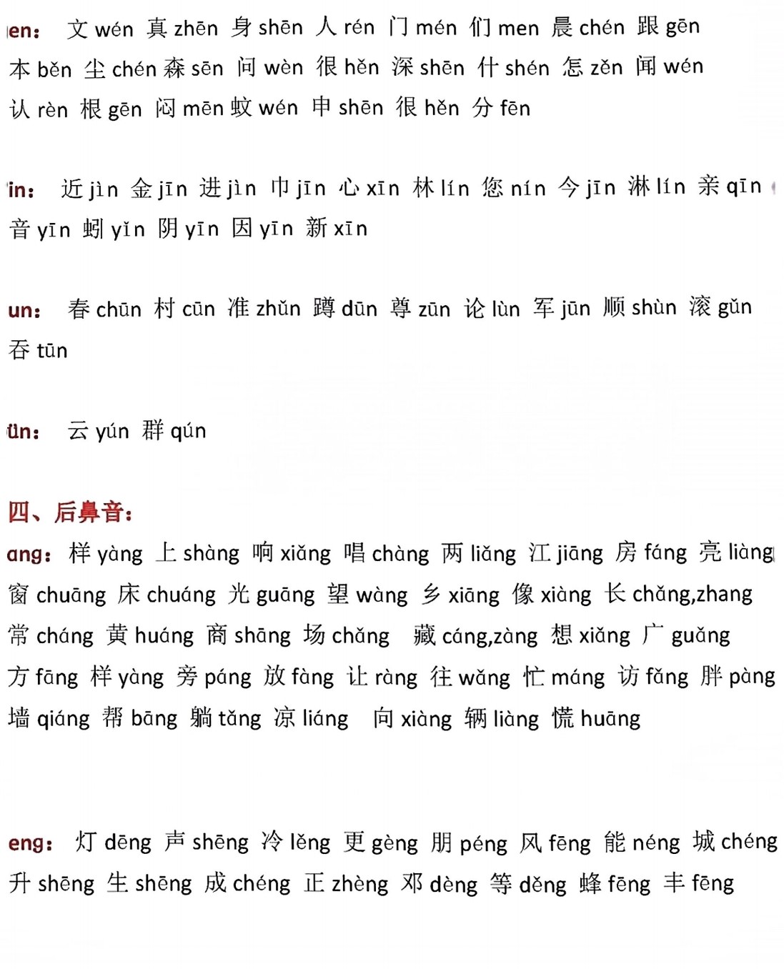 一年级前鼻音后鼻音生字汇总_03