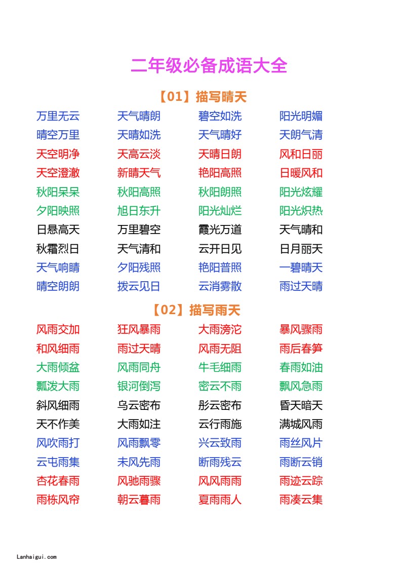 二年级必备成语大全(lanhaigui.com)_001