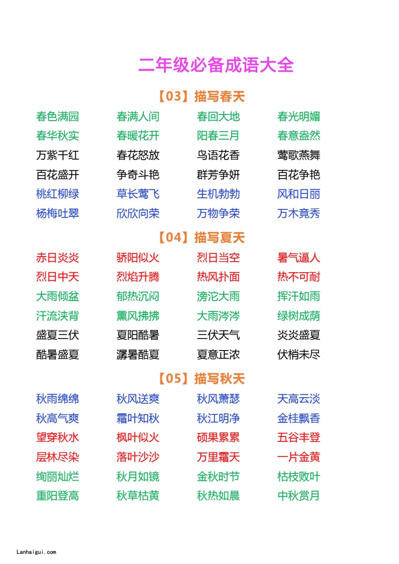 二年级必备成语大全(lanhaigui.com)_002