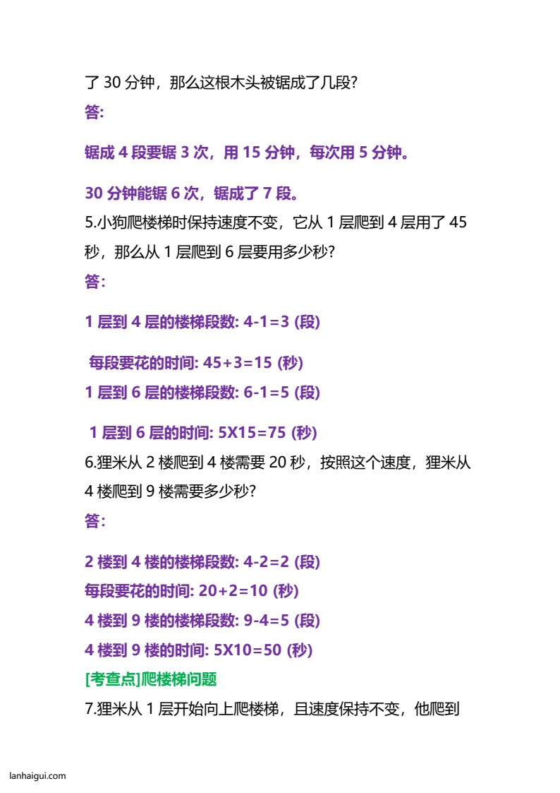 三年级上册数学必考重点锯木头和爬楼梯问题(lanhaigui.com)_02