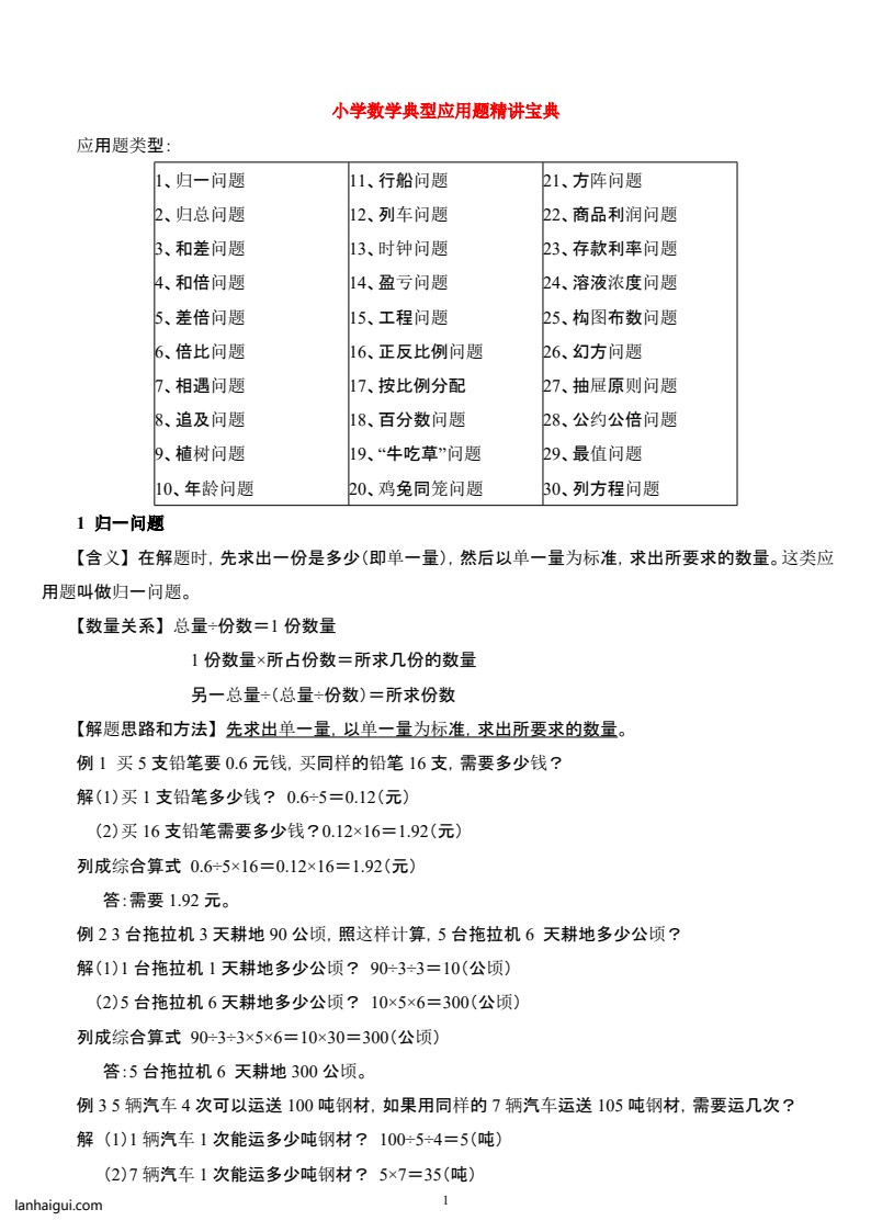 （精品）小学数学典型应用题精讲宝典(1)(lanhaigui.com)_01