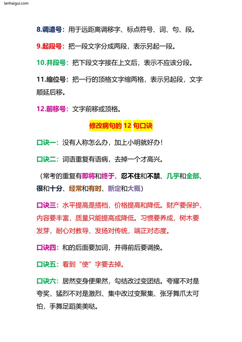 四年级句子专项训练—修改病句知识点技巧(lanhaigui.com)_02