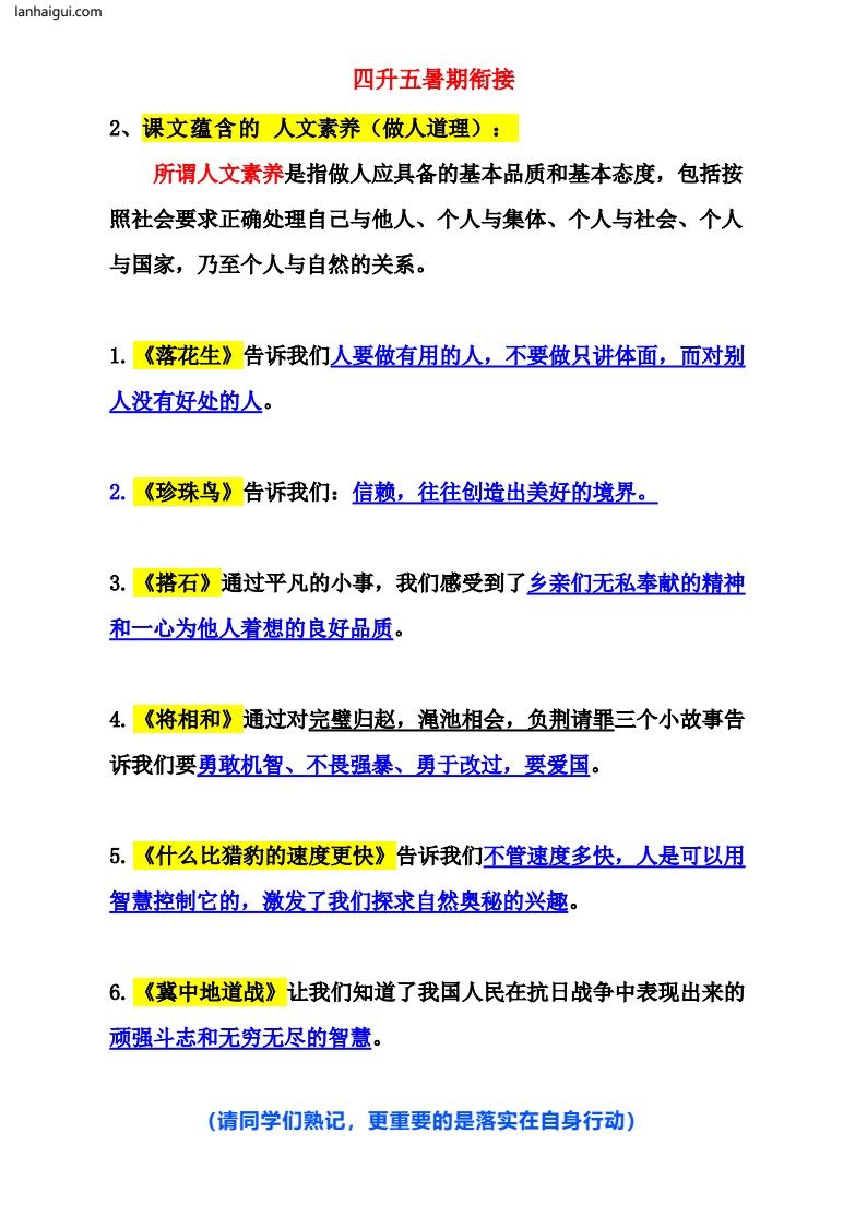 部编版五年级语文（上）人物、事物特点和蕴含人文素养（做人道理）梳理(lanhaigui.com)_03