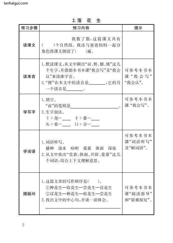 部编版五（上）全册预习卡(lanhaigui.com)_02