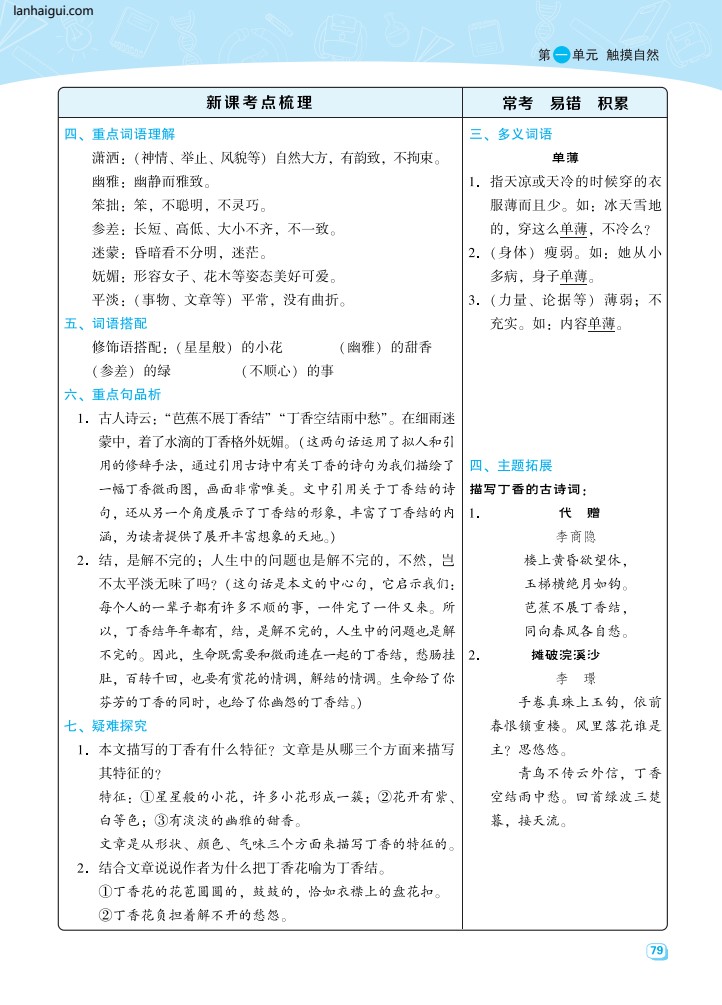 六（上）语文名师规划每一课重考点梳理（全册）(lanhaigui.com)_03
