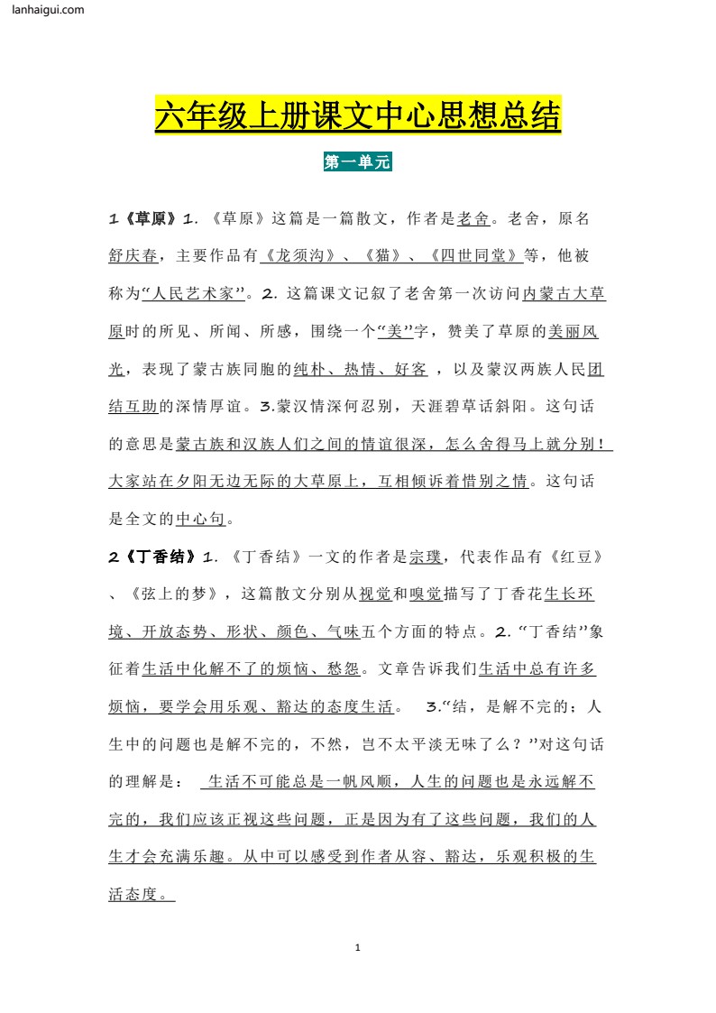 统编版六年级各科中心思想总结(lanhaigui.com)_01